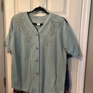 Embroidered Light green Women's Top